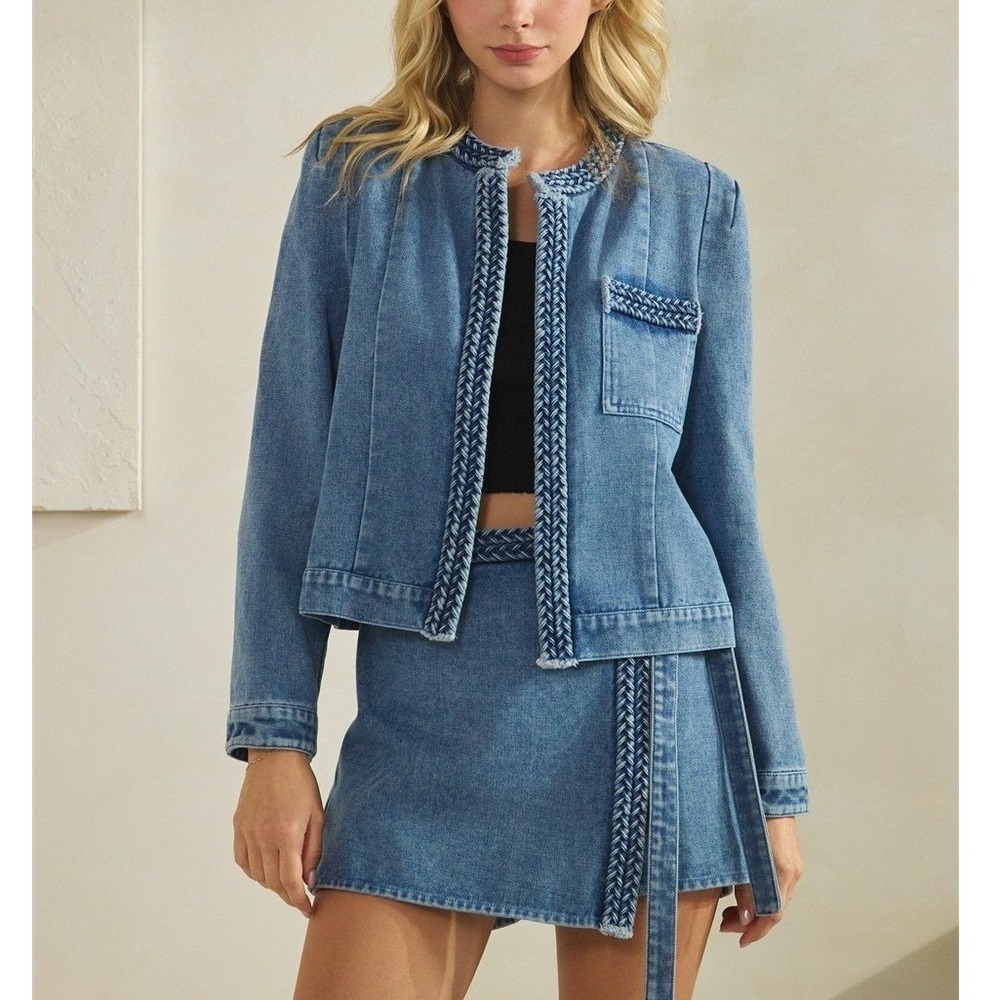 J122. Braided Acid Wash Denim‎ Jacket